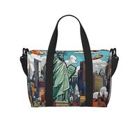 Cartoon Cute New York USA Theme Art Print Travel Duffel Bag, Lightweight Water-Resistant Weekender Spacious Gym & Travel Bag for Men, Women & Teens