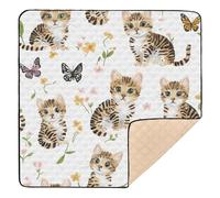 Cartoon Cute Ocicat Cats White Large Sturdy Baby Play Mat for Floor Washable Infant Play Activity Mat for Newborns Babies Infants Toddlers, 50'' x 50''