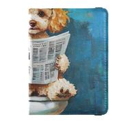 Cartoon Cute Oil Painting Sense Dog Leather Passport Holder Covers Case Wallet Combo Passport Cover with RFID Blocking Lightweight, Cartoon cute oil painting sense dog, One Size