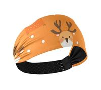 Cartoon Cute Orange Christmas Deer Non-Slip womens headbands fashion Stretchy sweaty bands for Athletic Sports Volleyball Athletic Sports Football