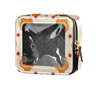 Cartoon Cute Orange-Pink Monster Clear Small Makeup Bag Skin Care Bag Makeup Organizer for Flying