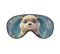 Cartoon Cute Otter Blackout Sleep Eye Mask, Ventilated Fabric, Adjustable Wearing Style, Zero Pressure Sleeping Mask Soft Skin Friendly Eyeshade for Women Men