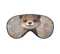 Cartoon Cute Otter Blackout Sleep Eye Mask, Ventilated Fabric, Adjustable Wearing Style, Zero Pressure Sleeping Mask Soft Skin Friendly Eyeshade for Women Men
