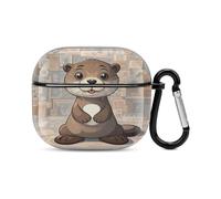 Cartoon Cute Otter Bluetooth Earbuds Case Cover Full Body Shockproof Protection Hard Case Support Wireless Charging with Keychain Personalized Gift for AirPods 3