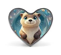 Cartoon Cute Otter Buttons Pin Memorial Boutonniere for Wedding Groom Bride, Customize Lapel Heart Pin for Christmas, Men Women Costume Decorative Fashionable Brooches