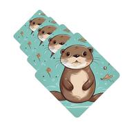 Cartoon Cute Otter Car Air Fresheners Cards 4 Pcs Hanging Fragrance Scented Cards Long-Lasting Car Aromatherapy Tablets for Wardrobe Bathroom Car Interior Mirror Pendant Gifts