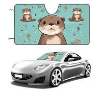 Cartoon Cute Otter Car Windshield Sun Shade Keep Car Interior Cool 55"x30" Folding Front Window Sun Shade, Heat Shield for SUV, Truck, Blocks UV
