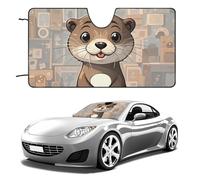 Cartoon Cute Otter Car Windshield Sun Shade Keep Car Interior Cool 55"x30" Folding Front Window Sun Shade, Heat Shield for SUV, Truck, Blocks UV