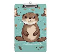 Cartoon Cute Otter Clipboard,Decorative Clip Board Acrylic Clipboards with Low Profile Metal Clip for Office,Teachers,Standard Letter Size 8.5x12.5