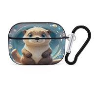 Cartoon Cute Otter Earbuds Organizer Shockproof Protective Airpods Pro Cover with Carabiner Clip Anti Fall Carrying Earphone Case Cover for Airpods Pro 2nd Generation Black