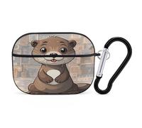 Cartoon Cute Otter Earbuds Organizer Shockproof Protective Airpods Pro Cover with Carabiner Clip Anti Fall Carrying Earphone Case Cover for Airpods Pro 2nd Generation Black