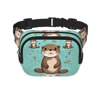 Cartoon Cute Otter Fanny Pack For Women Waterproof Adjustable Belt Bags Waist Pack Fashion Casual Crossbody Bags Bum Bag For Running Workout Hiking Traveling, Black, One Size