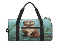Cartoon Cute Otter Gym Bag for Women Men Shoe Compartment Waterproof Travel Bags Sports Duffle Bag for Sports Gyms Yoga