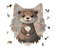 Cartoon Cute Otter Jigsaw Puzzle 175PCS Wolf Head Design Puzzle Wooden Jigsaw Puzzles for Adults Families