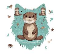Cartoon Cute Otter Jigsaw Puzzle 175PCS Wolf Head Design Puzzle Wooden Jigsaw Puzzles for Adults Families