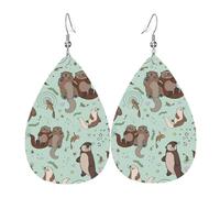 Cartoon Cute Otter Ladies Leather Earrings Teardrop Drop Print Earrings Fashion Lightweight Daily Wear Party Date
