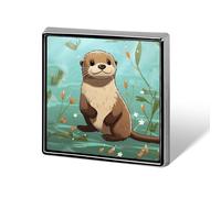 Cartoon Cute Otter Lapel Pin, Metal Square Lapel Pins, Fashion Badge for Shirts, Jackets, Hats