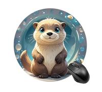 Cartoon Cute Otter Mouse Pad Funny Round Mousepad Anti-Slip Rubber Mouse Mat Laptop Desk Accessories 7.8 X 7.8 Inch for Office and Home Use