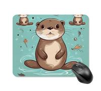 Cartoon Cute Otter Mouse Pad Square Mouse Mat Non-Slip Rubber Base Mousepad Wireless Mice Mat for Gaming, Office & Home, Waterproof Mouses Mats for Laptop/Desktop 20 * 25cm