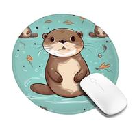 Cartoon Cute Otter Mouse Pad Waterproof Gaming Mousepad with Non-Slip Rubber Base Round Computer Mouse Mat for Office Latop Mousepads Washable Cloth Desk Pad 8 x 8 in
