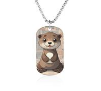 Cartoon Cute Otter Necklace Gift for Girlfriend Boyfriend, Long Chain Pendant Custom with Picture, Personalized Necklace Gift for Christmas Anniversary Family Birthday Valentine's Day