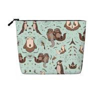 Cartoon Cute Otter Patterned Women's Cosmetic Bag, Single Layer Toiletry Bag, Suitable for Daily Storage, Travel, and Business Trips.