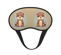 Cartoon Cute Otter Print Black Out Eye Mask for Sleeping Airplane, Sleep Mask Polyester for Home and Travel