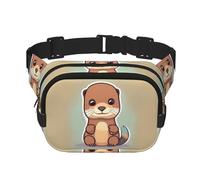 Cartoon Cute Otter print Fashion Waist Packs Crossbody Belt Bag Fanny Pack for Women Crossbody for Traveling Running, Black, One Size