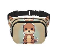 Cartoon Cute Otter Print Fashion Waist Packs Square Layer Waist Bag Black Belt Bag with Adjustable Strap, Black, One Size