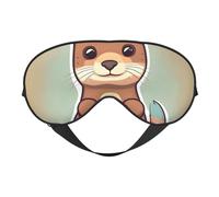 Cartoon Cute Otter Print Silk Sleep Eye Mask Soft Eye Cover with Adjustable Strap Comfortable for Travel Office Nap