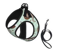Cartoon Cute Otter Print Small Dog Harness And Leash Set, Adjustable Soft Vest With 360° Reflective Straps For Cats Puppy