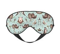 Cartoon Cute Otter Print Soft Eye Mask – Elastic Nighttime Shade, Light-Proof Blindfolds for Plane, Yoga, Travel
