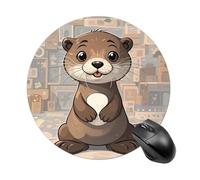 Cartoon Cute Otter Round Mouse Pad Smooth Glide Gaming Mousepad Extra Density Portable Comfortable Mouse Mat for Desk, Home, Office 7.8x7.8 Inches