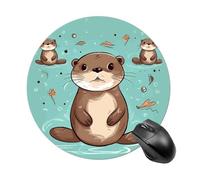 Cartoon Cute Otter Round Mouse Pad Smooth Glide Gaming Mousepad Extra Density Portable Comfortable Mouse Mat for Desk, Home, Office 7.8x7.8 Inches