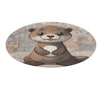 Cartoon Cute Otter Round Rug Soft Absorbent Bath Mat Entryway Anti Slip Rugs Farmhouse Front Back Door Mat 80 * 80cm for Bedroom Living Room Home Decorative