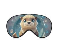 Cartoon Cute Otter Sleep Mask Light Blocking Eye Cover Polyester Eye Mask with Elastic Strap Blindfold for Side Sleeper Sleeping Masks Face Hugging for Women Men Travel