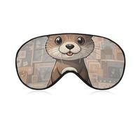 Cartoon Cute Otter Sleeping Mask, Light Blocking Eye Mask, Comfortable and Soft, Eye Cover with Elastic Band, Suitable for Men and Women, Suitable for Travel/Sleeping