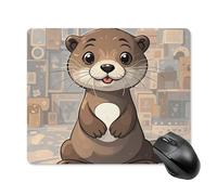 Cartoon Cute Otter Square Mouse Pad Portable Computer Mousepad with Non-Slip Rubber Base 18 * 22cm Ultra-Thin Gaming Mouse Mat for Computer Laptop Office Desk Accessories