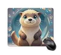 Cartoon Cute Otter Square Mouse Pad Portable Computer Mousepad with Non-Slip Rubber Base 18 * 22cm Ultra-Thin Gaming Mouse Mat for Computer Laptop Office Desk Accessories