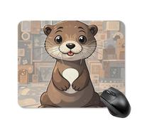 Cartoon Cute Otter Square Mouse Pad Portable Computer Mousepad with Non-Slip Rubber Base 20 * 25cm Ultra-Thin Gaming Mouse Mat for Computer Laptop Office Desk Accessories