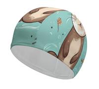 Cartoon Cute Otter Swim Cap, Comfortable Swimming Cap for Women Men, Waterproof for Training Pool & Beach