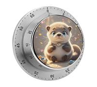Cartoon Cute Otter Timer Stainless Digital Visual Timer Exquisite Mechanical Countdown Time Management Tools with Silent Operation Timer for Kitchen Office Classroom
