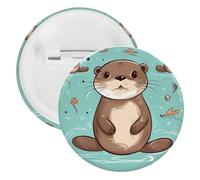 Cartoon Cute Otter Tinplate Badge Personalized Round Brooch Large Craft Button Suitable for Teachers, Nurses, Doctors, Staff, Party Gift Accessories, style, 12 Pieces