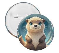 Cartoon Cute Otter Tinplate Badge Personalized Round Brooch Large Craft Button Suitable for Teachers, Nurses, Doctors, Staff, Party Gift Accessories, style, 12 Pieces