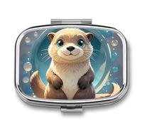 Cartoon Cute Otter Travel Pill Organizer A Daily Pill Box for Supplements 2 Compartment Pill Case Convenient for Carrying and Storing Medicines Box