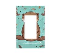 Cartoon Cute Otter Wall Plates Decorative Light Switch Cover 1 Gang Outlet Covers Standard Size 5" x 3" Plug Covers Electrical Switchplate Home Decor for Bedroom Kitchen