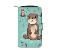 Cartoon Cute Otter Wallet Multifunctional Leather Wallets for Men Compact Long Wallet Credit Card Holder Passport Bag
