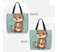 Cartoon Cute Otters Basic Models Tote Bag With Zipper With Inner Pockets,Laptop Work Tote Bag For Sport,Travel