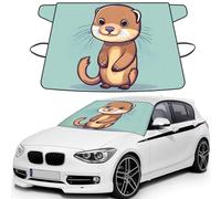 Cartoon Cute Otters Print Automotive Windshield Frost Cover Protector For Winter Use, Ice Snow Protector Covers For Car