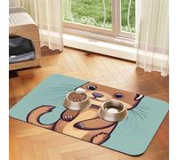 Cartoon Cute Otters print Cats Pet Bowl Placemat Pet Feeding Mats for Dogs, Non-Slip PU Leather Tablecloth for Pets